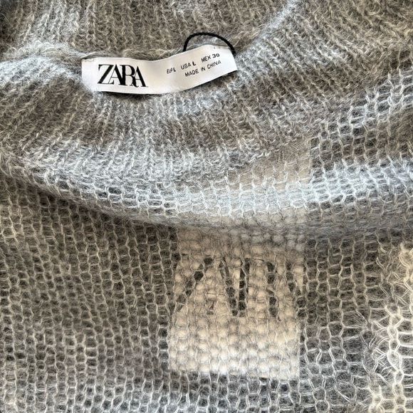 Zara Lightweight Open Knit Colorblock Long Line Sweater Alpaca & Wool Size L NWT - Picture 10 of 11